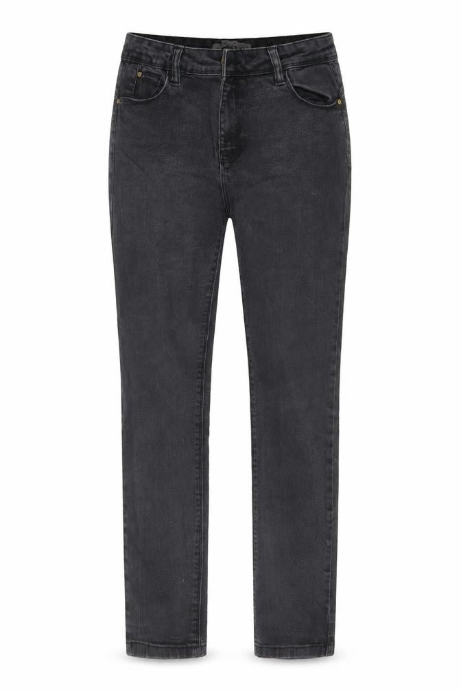 Front view of DENIM CO women’s black cotton skinny jeans, size UK 12, 27-inch leg regular
