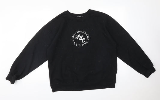 Boohoo Womens Black  Cotton Pullover Sweatshirt Size S   - FITNESS HEALTH CLUB