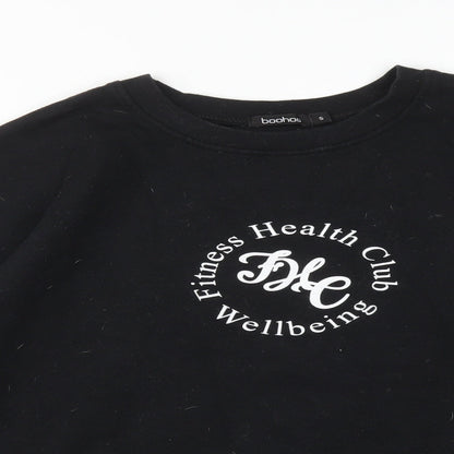 Boohoo Womens Black  Cotton Pullover Sweatshirt Size S   - FITNESS HEALTH CLUB