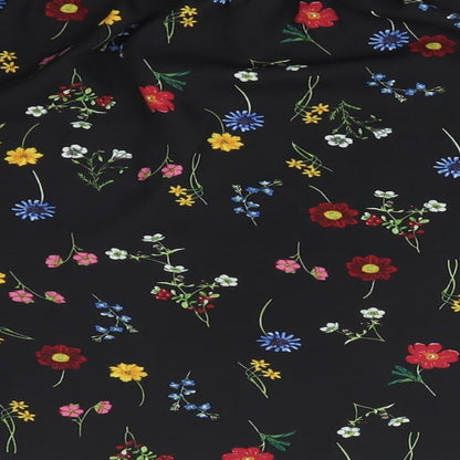 Papaya Womens Black Floral Polyester Basic T-Shirt Size 12 Off the Shoulder