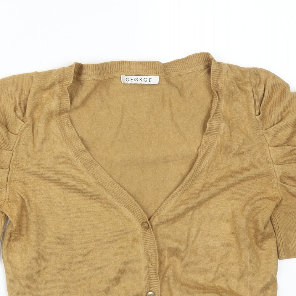 George Womens Brown V-Neck  Viscose Cardigan Jumper Size 8
