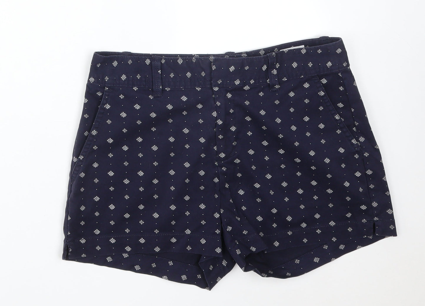 Gap Womens Blue Geometric Cotton Chino Shorts Size 4 L3 in Regular