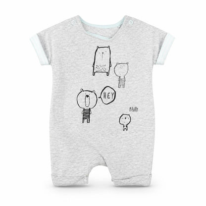 Front view of Mothercare Baby Grey Animal Print Cotton Babygrow One-Piece Size Newborn - BEAR