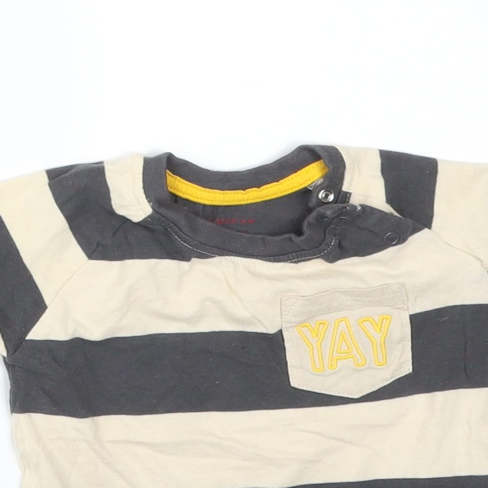 Primark Boys Multicoloured Striped Cotton Basic T-Shirt Size 6-9 Months Crew Neck  - YAY