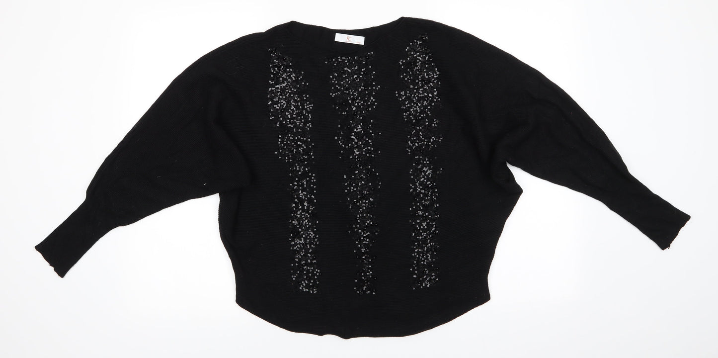 Womens UK Size S CC Fashion Black Pullover Jumper