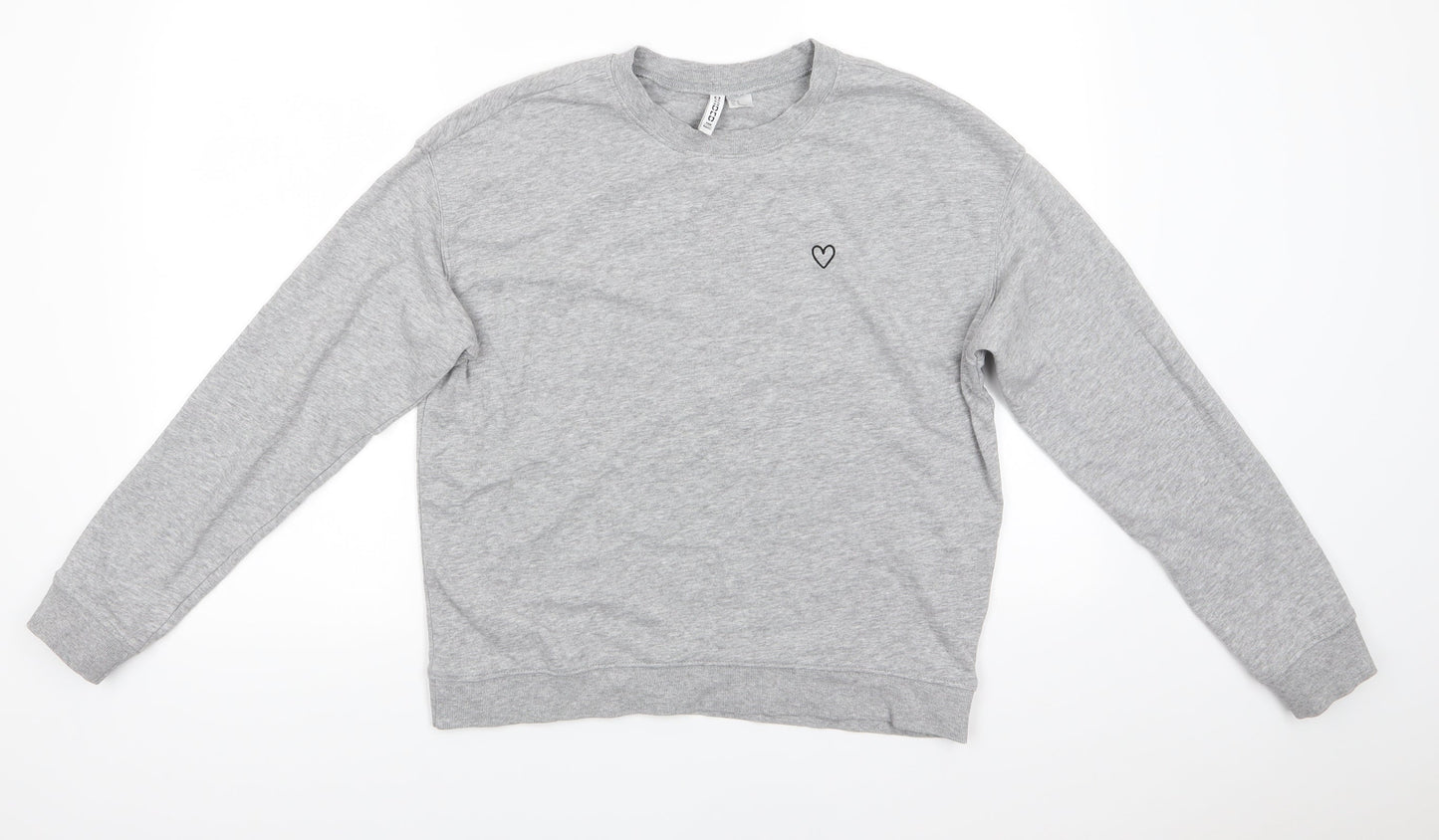 Divided Womens Grey  Cotton Pullover Sweatshirt Size M   - Mid Grey mix Heart Logo