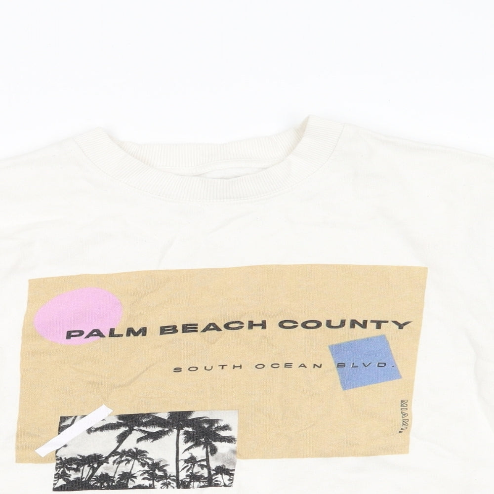 Topman Mens White  Cotton Pullover Sweatshirt Size S   - Palm Beach County