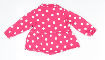Carter's Girls Pink Polka Dot  Overcoat Coat Size 18 Months   Button - White Polka Dots