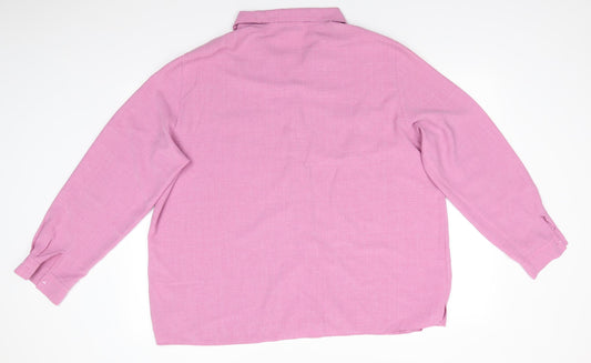Berkertex Womens Pink  Polyester Basic Button-Up Size 24 Collared - Dusky Pink Trim to collar & pockets