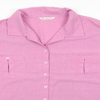 Berkertex Womens Pink  Polyester Basic Button-Up Size 24 Collared - Dusky Pink Trim to collar & pockets