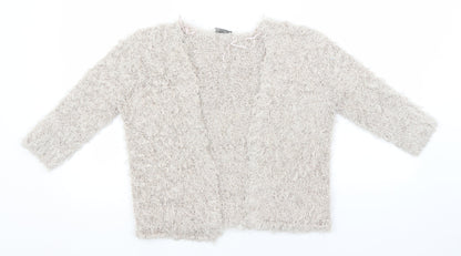 BHS Womens Beige Round Neck  Polyester Cardigan Jumper Size 14