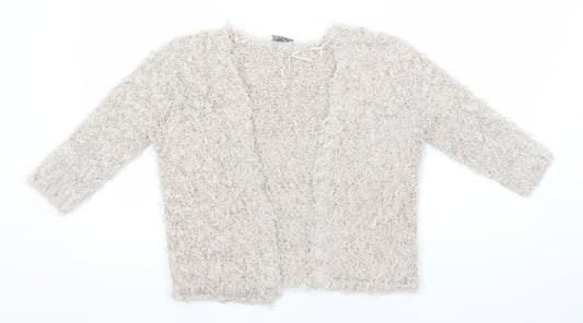BHS Womens Beige Round Neck  Polyester Cardigan Jumper Size 14
