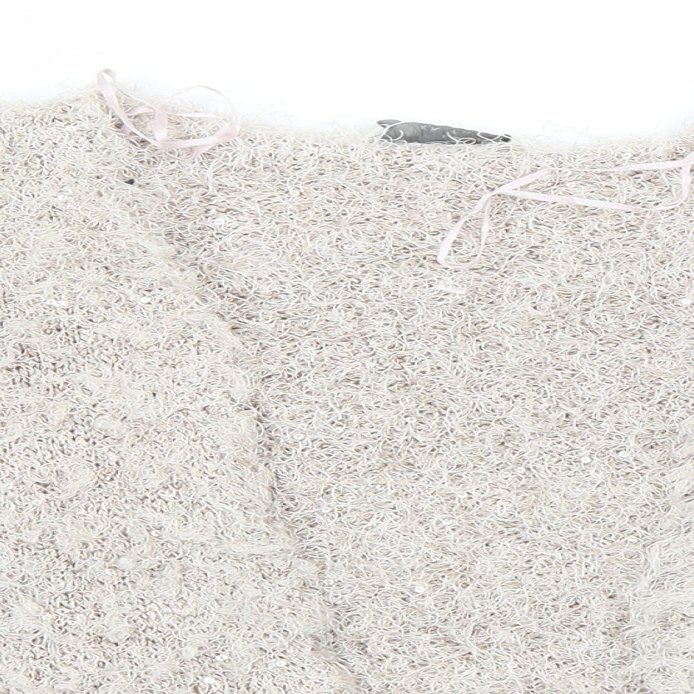 BHS Womens Beige Round Neck  Polyester Cardigan Jumper Size 14