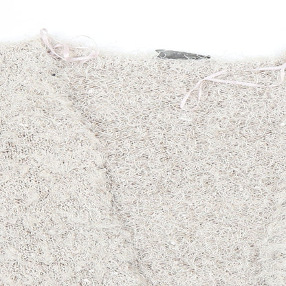 BHS Womens Beige Round Neck  Polyester Cardigan Jumper Size 14