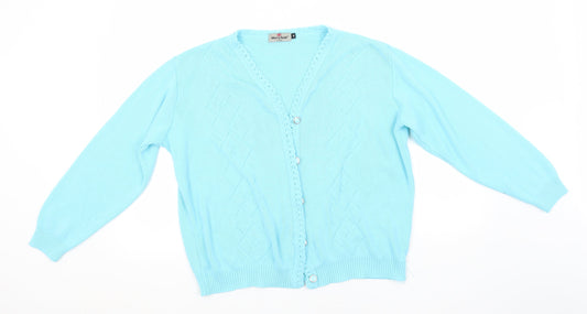 Womens UK Size M Merry Gold Blue Cardigan Jumper
