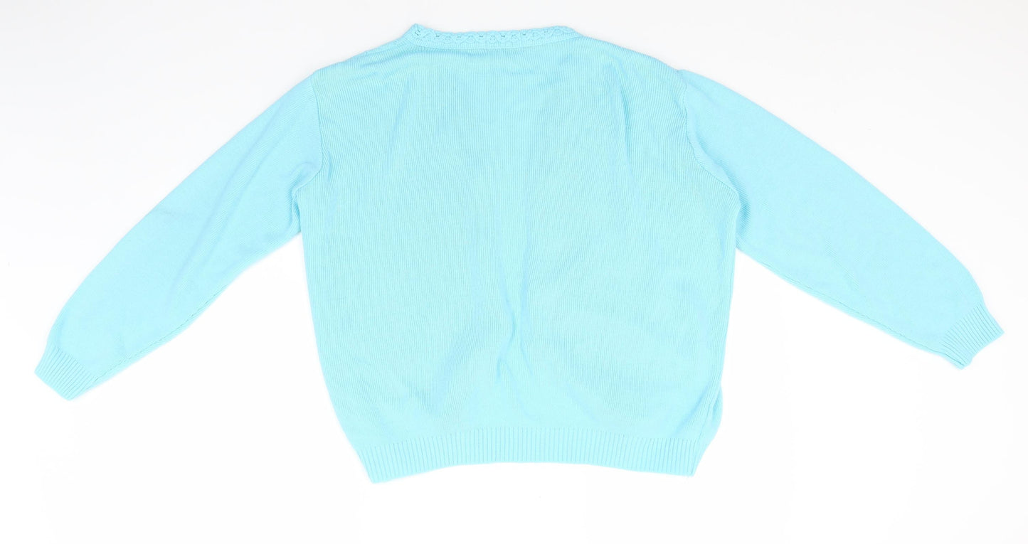 Womens UK Size M Merry Gold Blue Cardigan Jumper