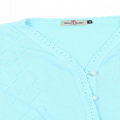 Womens UK Size M Merry Gold Blue Cardigan Jumper