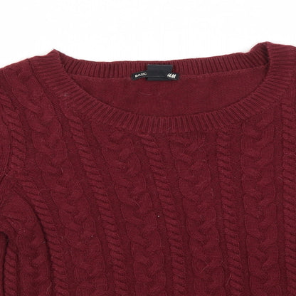H&M Mens Red Round Neck  Acrylic Pullover Jumper Size S