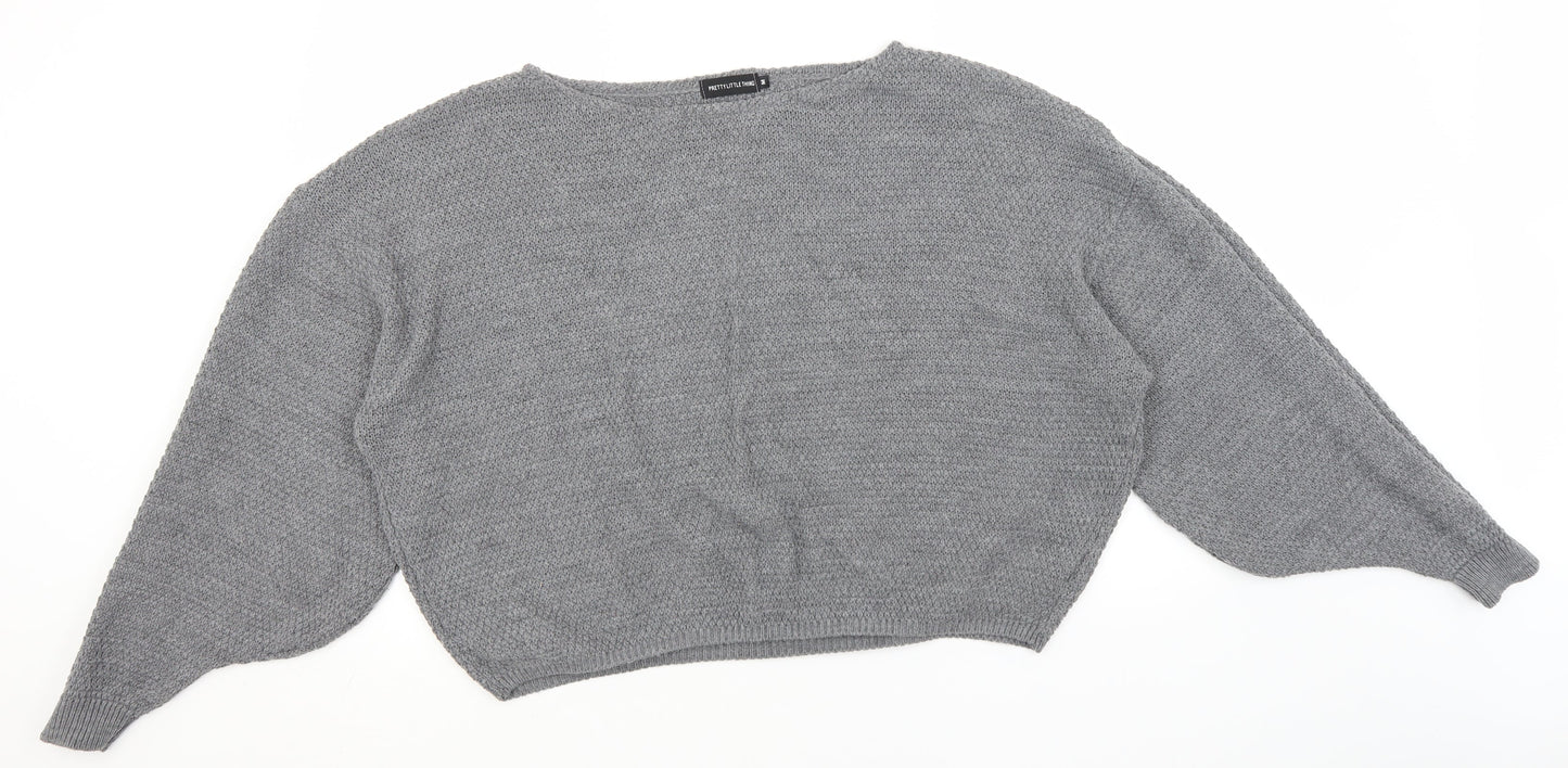 Womens UK Size M PRETTYLITTLETHING Grey Pullover Jumper