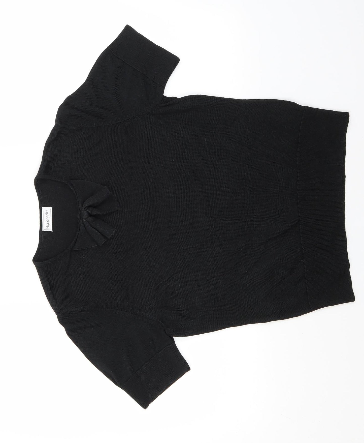 Nightingales Girls Black  Viscose Basic T-Shirt Size 14 Years Round Neck