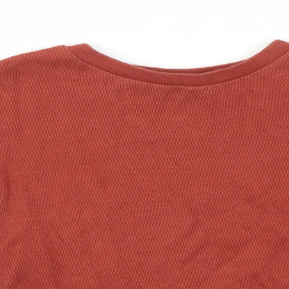 Close-up detail of Next boys’ brown round neck cotton jumper, size 3, years