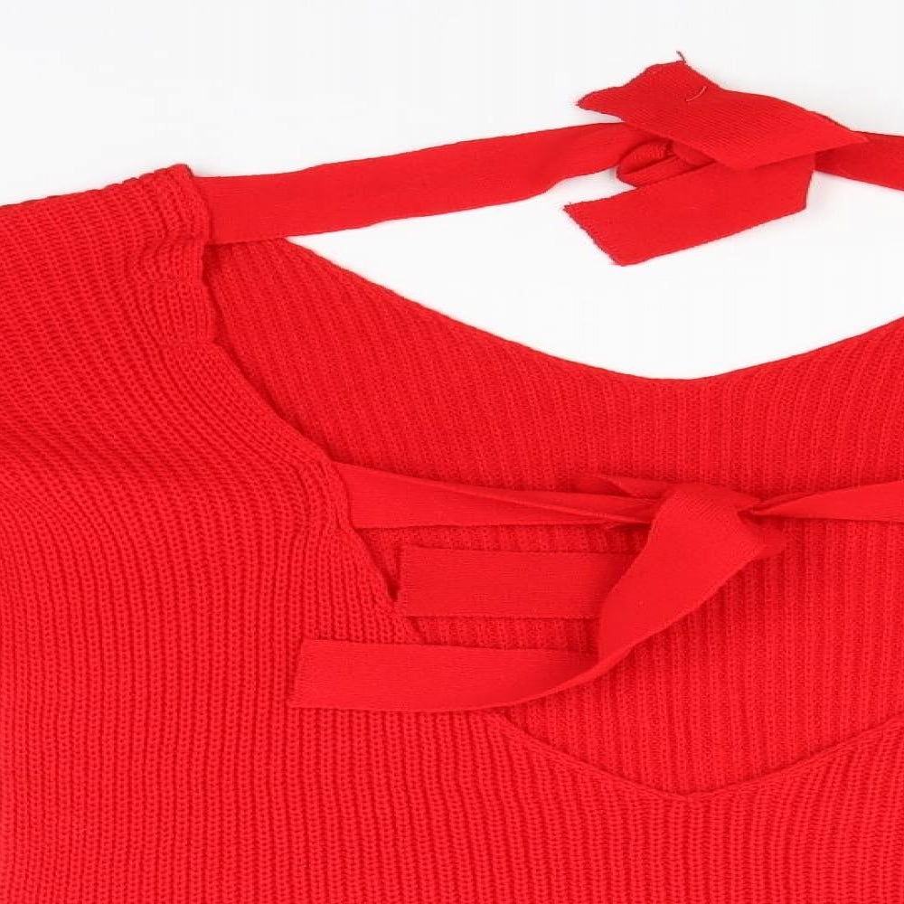 Womens UK Size 8 Boohoo Red Pullover Jumper