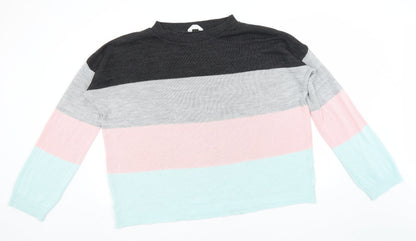 Additional front view of Rokoko women’s grey round neck acrylic jumper, size S