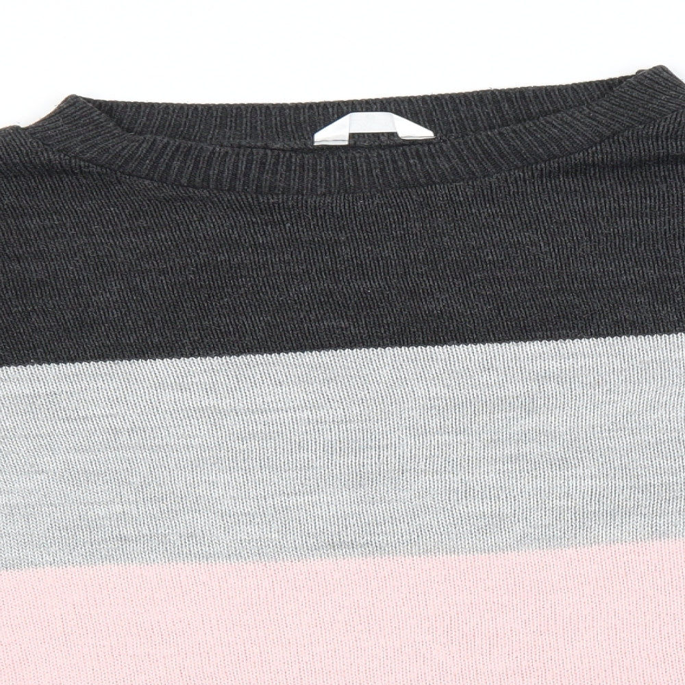 Close-up detail of Rokoko women’s grey round neck acrylic jumper, size S