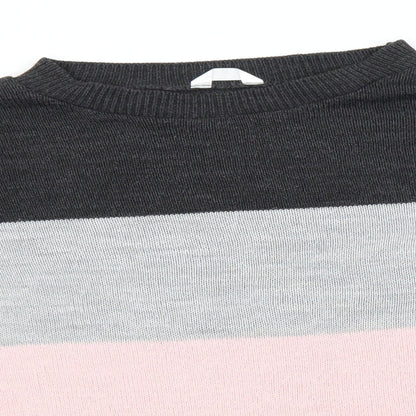 Close-up detail of Rokoko women’s grey round neck acrylic jumper, size S