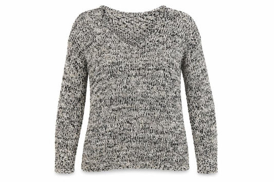 Front view of Papaya women’s black round neck polyester jumper, size M