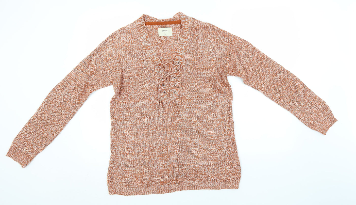Womens UK Size M Papaya Orange Pullover Jumper