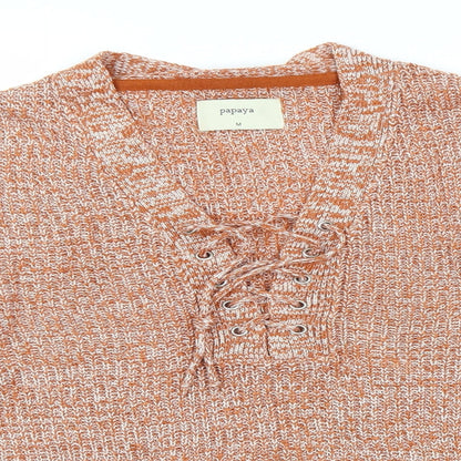 Womens UK Size M Papaya Orange Pullover Jumper