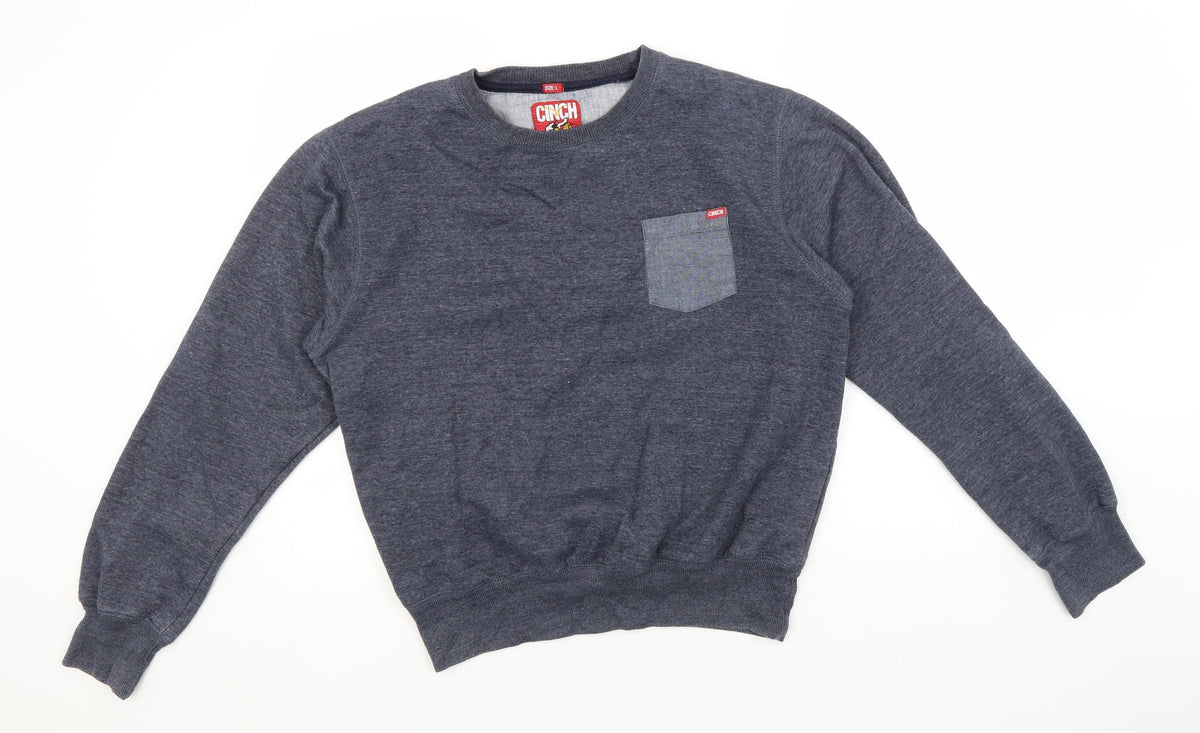Additional front view of Cinch men’s blue round neck polyester jumper, size L