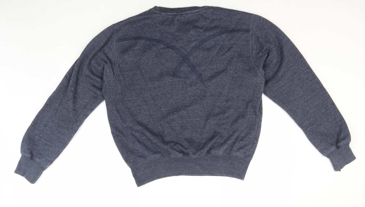 Back view of Cinch men’s blue round neck polyester jumper, size L