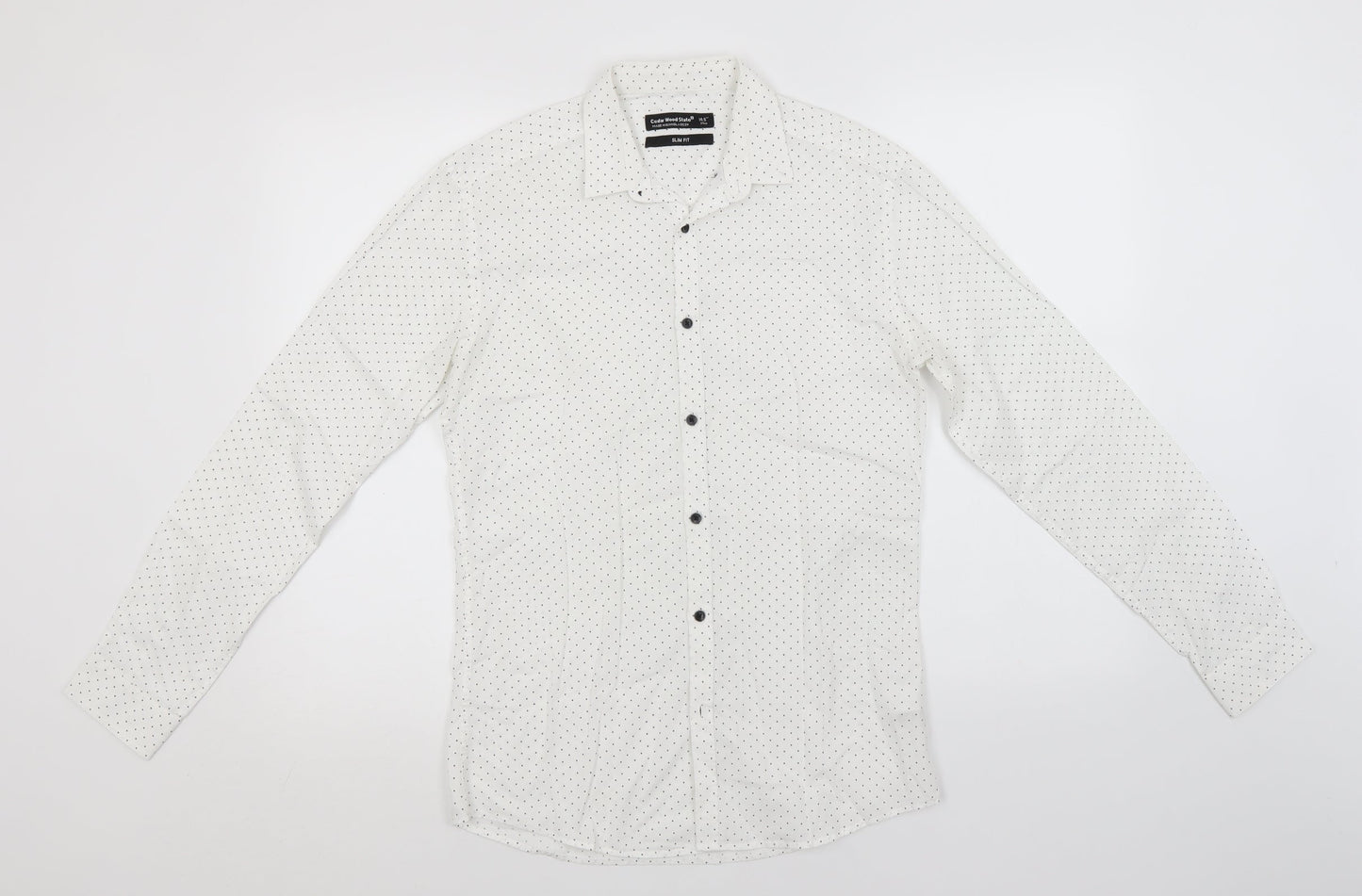 Mens UK Size 14.5 Cedar Wood State White  Button-Up Long Sleeve Casual Shirt
