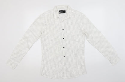 Mens UK Size 14.5 Cedar Wood State White  Button-Up Long Sleeve Casual Shirt