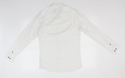 Mens UK Size 14.5 Cedar Wood State White  Button-Up Long Sleeve Casual Shirt