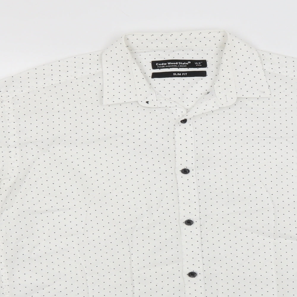 Mens UK Size 14.5 Cedar Wood State White  Button-Up Long Sleeve Casual Shirt