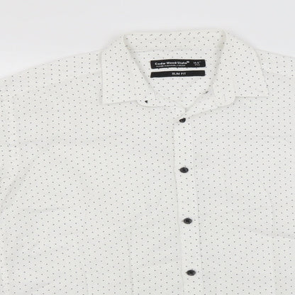 Mens UK Size 14.5 Cedar Wood State White  Button-Up Long Sleeve Casual Shirt