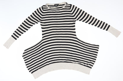 Atmosphere Womens Black Striped Viscose T-Shirt Dress  Size 8  Round Neck