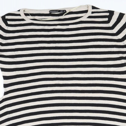 Atmosphere Womens Black Striped Viscose T-Shirt Dress  Size 8  Round Neck