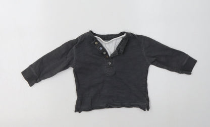 NEXT Baby Grey  Cotton Basic T-Shirt Size 9-12 Months Henley