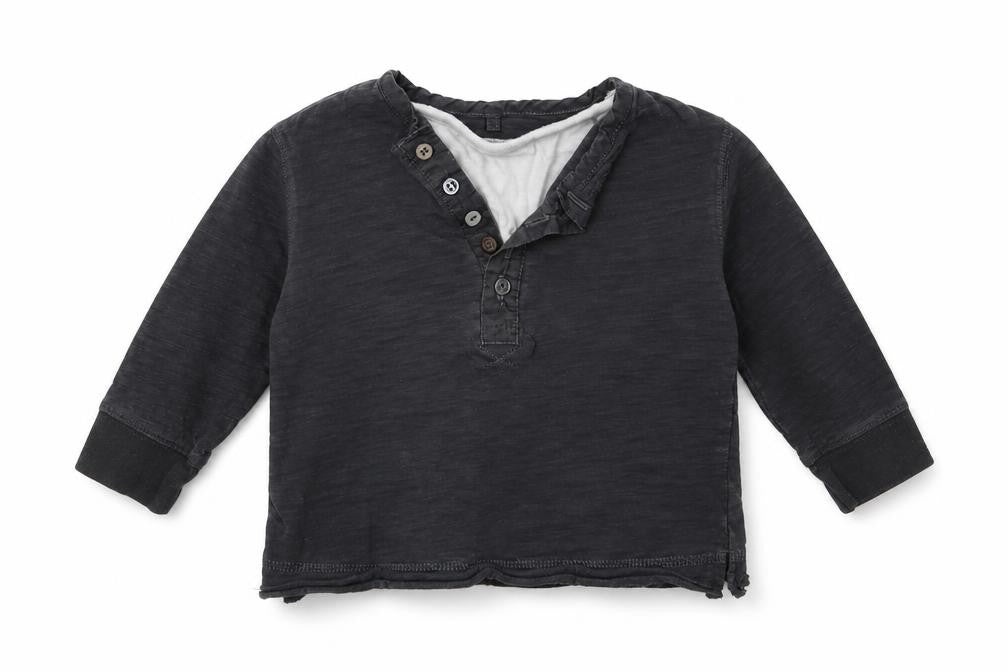 Front view of Next Baby Grey Cotton Basic T-Shirt, size 9-12, Months Henley