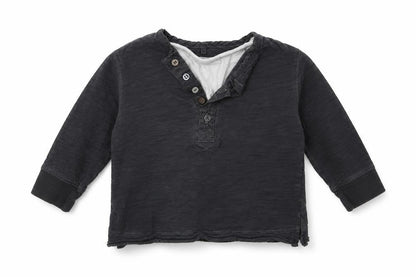 Front view of Next Baby Grey Cotton Basic T-Shirt, size 9-12, Months Henley