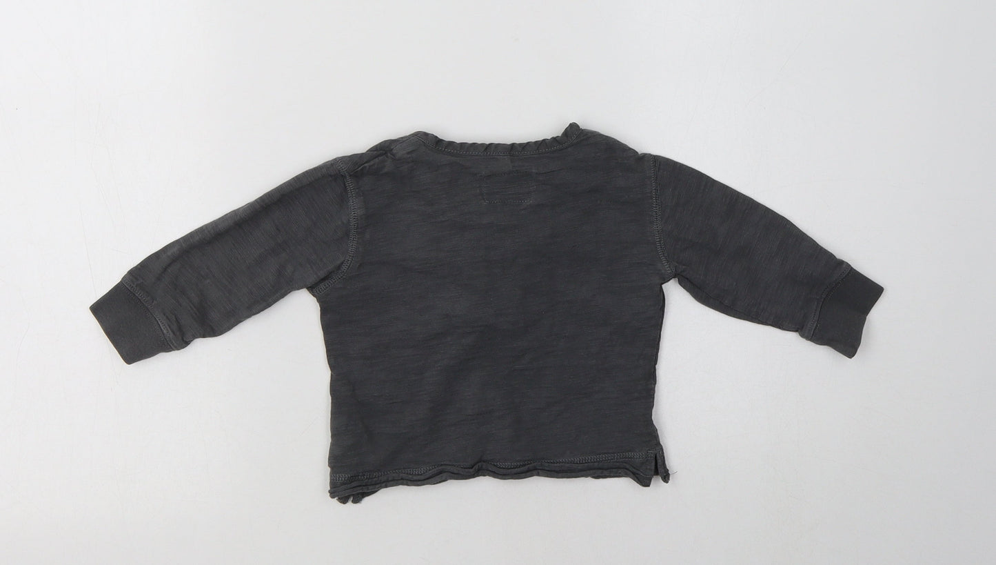 NEXT Baby Grey  Cotton Basic T-Shirt Size 9-12 Months Henley