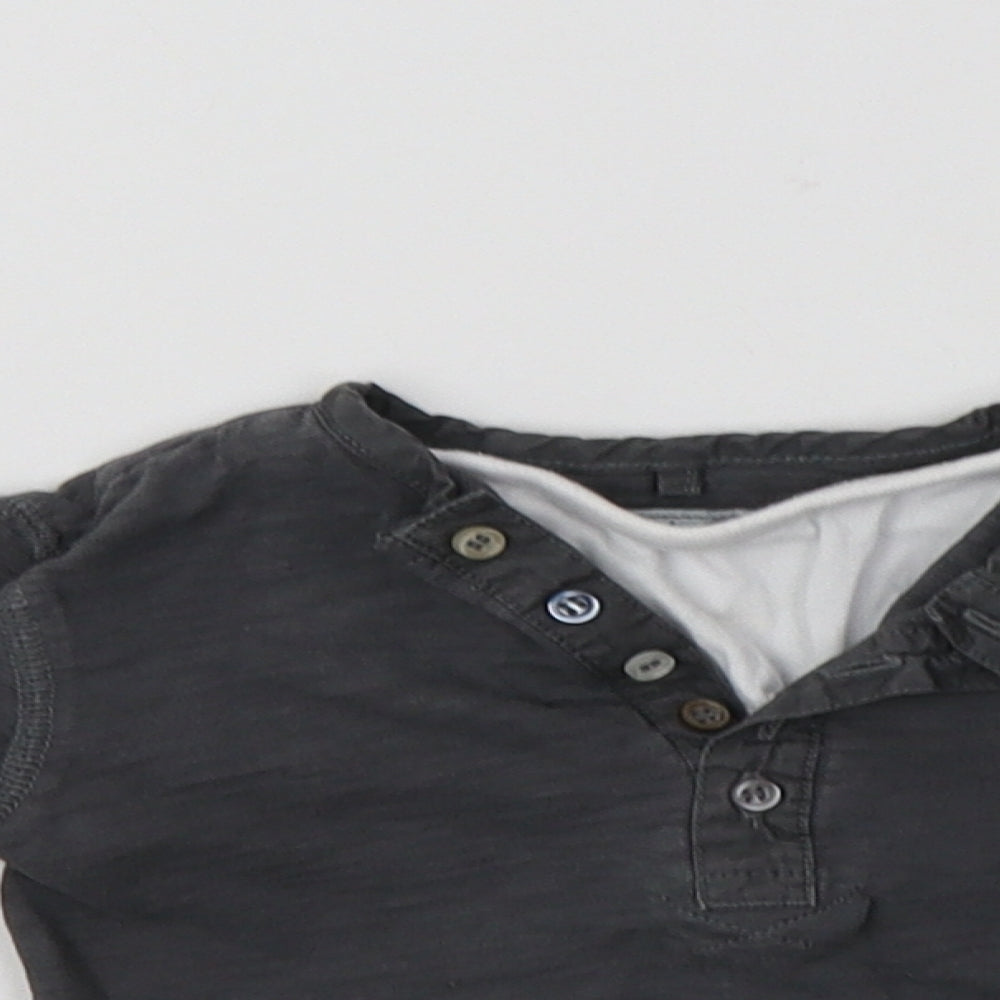 NEXT Baby Grey  Cotton Basic T-Shirt Size 9-12 Months Henley