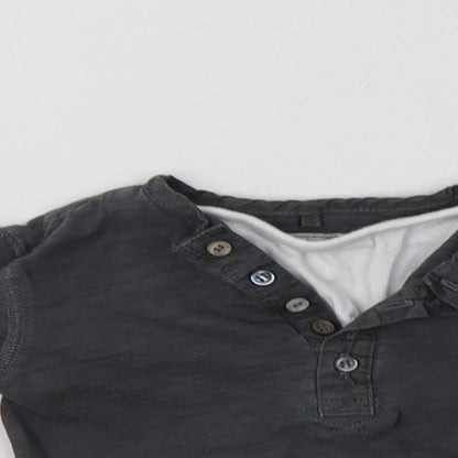 NEXT Baby Grey  Cotton Basic T-Shirt Size 9-12 Months Henley
