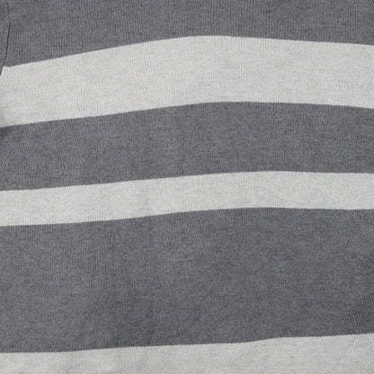 Dorothy Perkins Womens Grey Round Neck Striped Acrylic Cardigan Jumper Size S