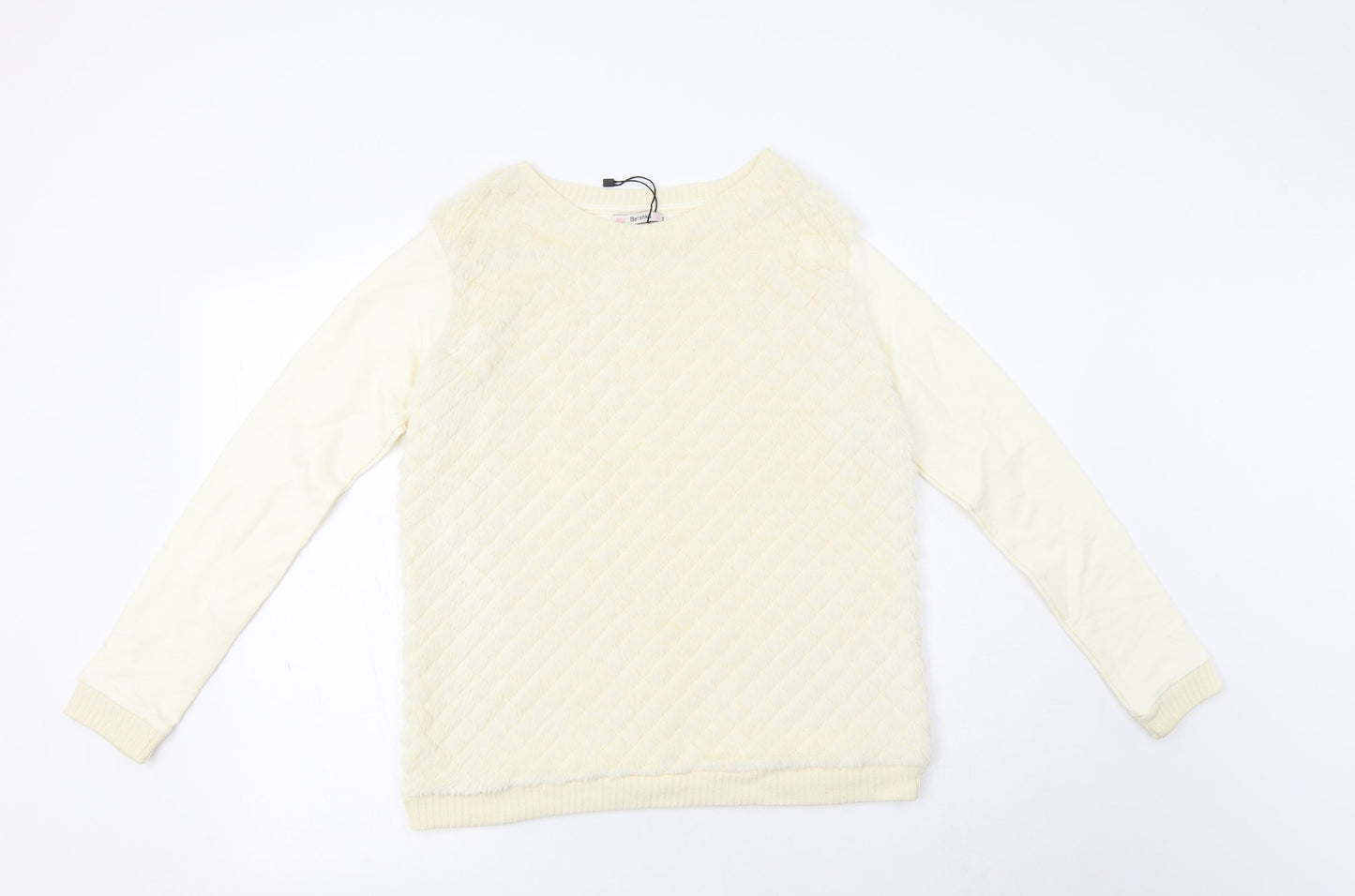 Bershka Womens Ivory  Polyester Pullover Sweatshirt Size M