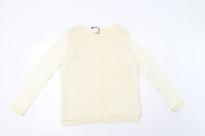 Bershka Womens Ivory  Polyester Pullover Sweatshirt Size M